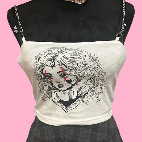 Shein White and black gothic fairy tank top - Picture 1 of 7
